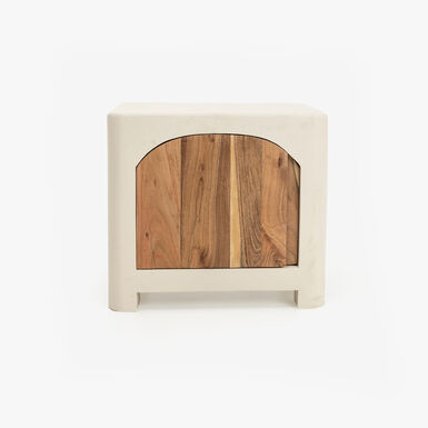 Mesita de noche de madera de acacia y microcemento Kurli 50x40x45cm Clau&Chloe
