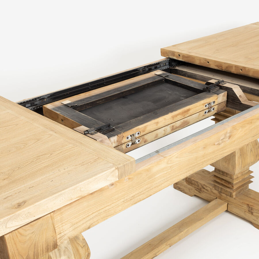 Mesa de comedor extensible de madera de olmo reciclada Toulouse 160/220x80x76cm