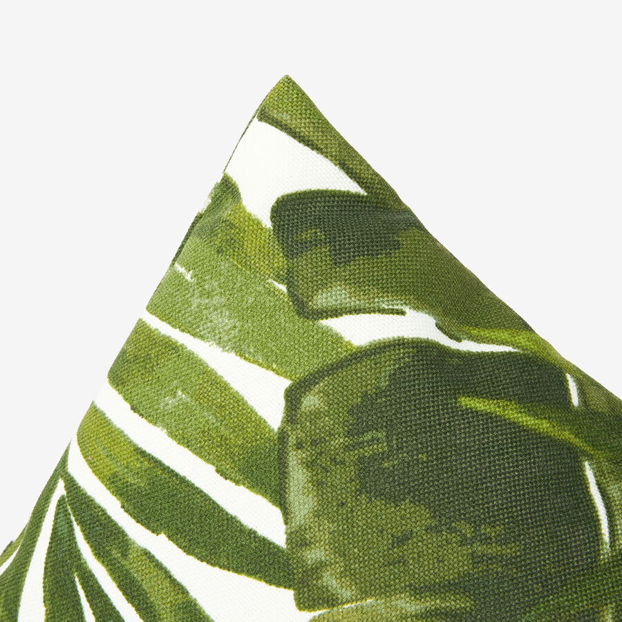 Coj&iacute;n de exterior con hojas verdes de poli&eacute;ster 43x43cm