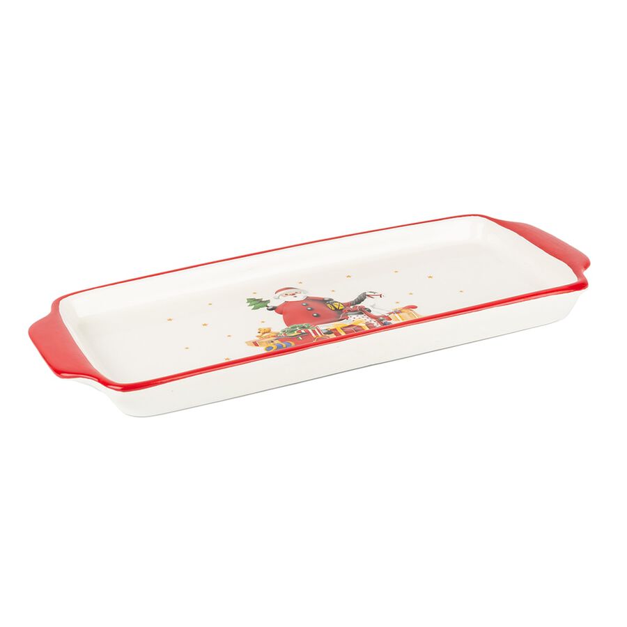 Bandeja rectangular de cerámica Santa Claus 40x15cm