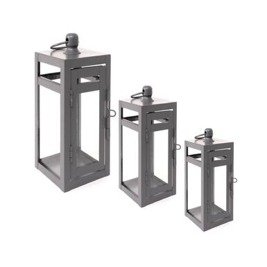 Farol metal gris Sabir 15x14x39cm