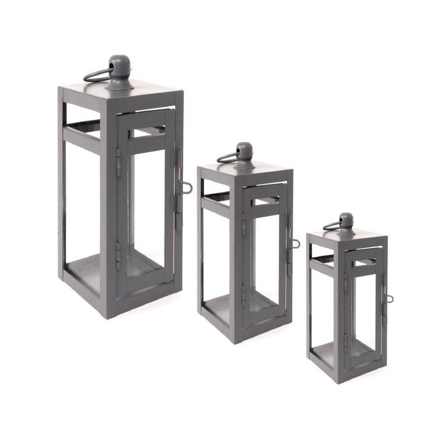 Farol metal gris Sabir 15x14x39cm