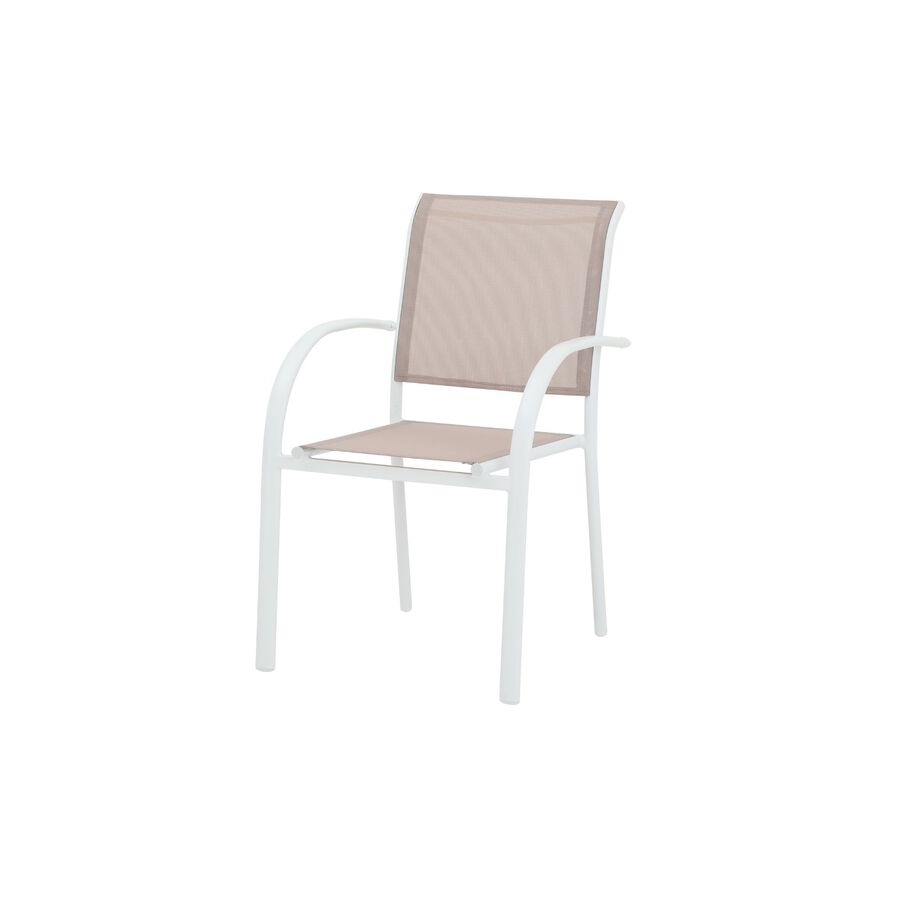 Silla de jardín de aluminio y textilene blanca Tabarca 56x62x88cm