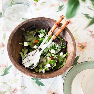 Set de 2 cubiertos para ensalada de acero inoxidable con mango de resina