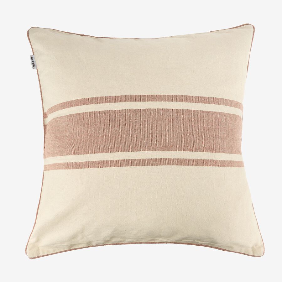 Funda de cojín beige con rayas teja Niza 60x60cm