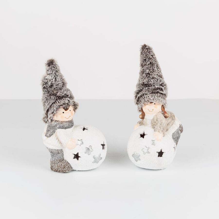 Portavelas ni&ntilde;a con gorro cer&aacute;mica 11x85cm