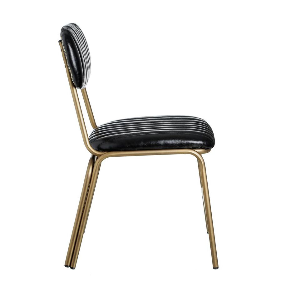 Set de 2 sillas de comedor de metal negra y dorada Camile 44x55x73cm