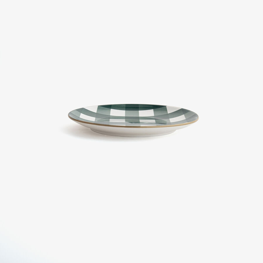 Plato de postre de vichy verde de porcelana Pradera &Oslash;19cm