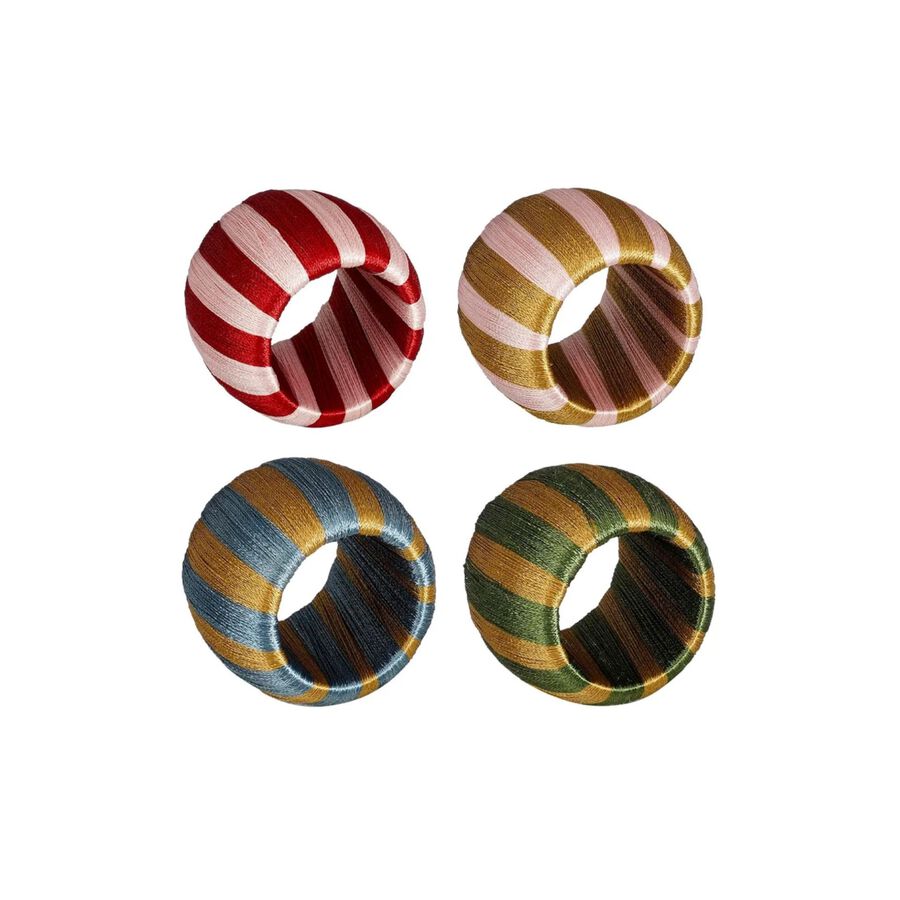 Set de 4 aros servilleteros rayas Ø6cm