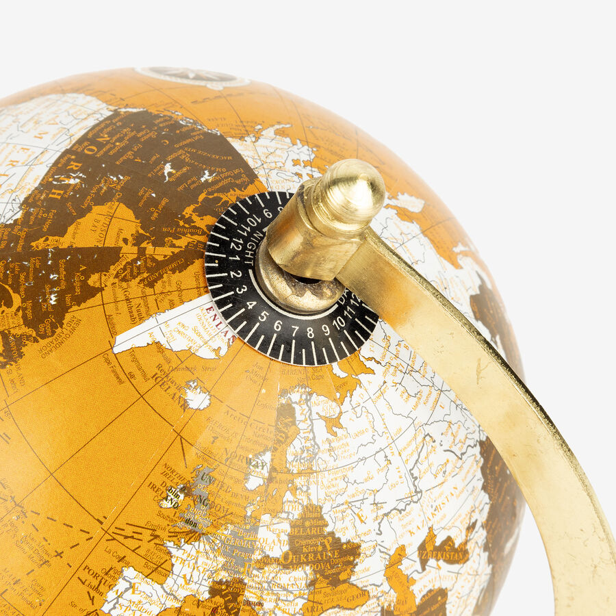 Figura decorativa globo terr&aacute;queo dorado &Oslash;13x23cm