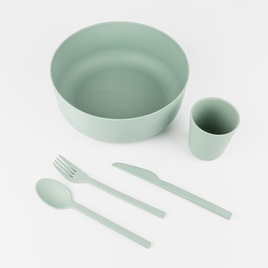 Set de 3 cubiertos de fibra de bamb&uacute; verde