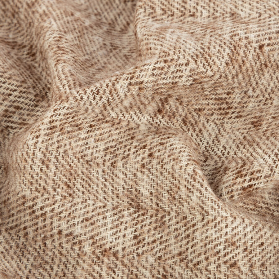 Plaid con flecos de algod&oacute;n marr&oacute;n 130x170cm