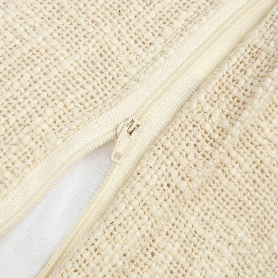 Funda de coj&iacute;n blanco de algod&oacute;n flecos 30x45cm