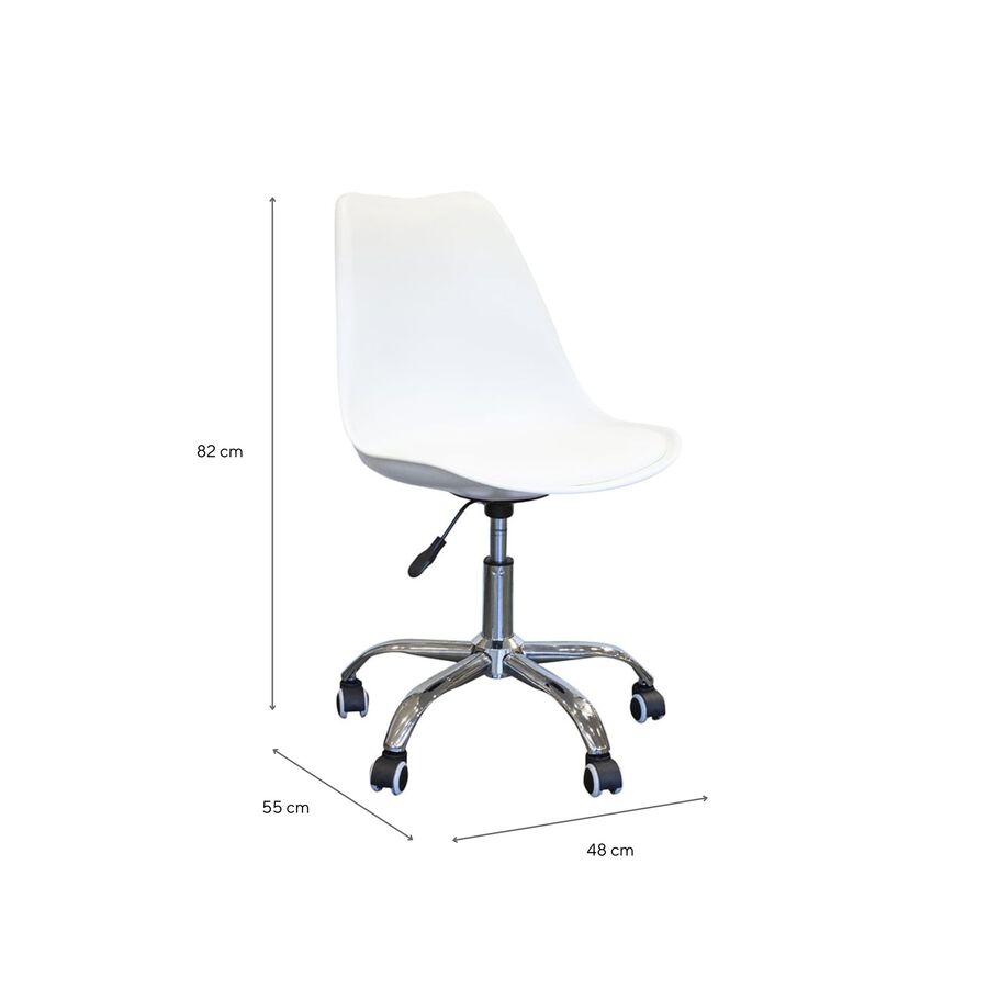 Silla de oficina blanca Tulip 48x55x82cm