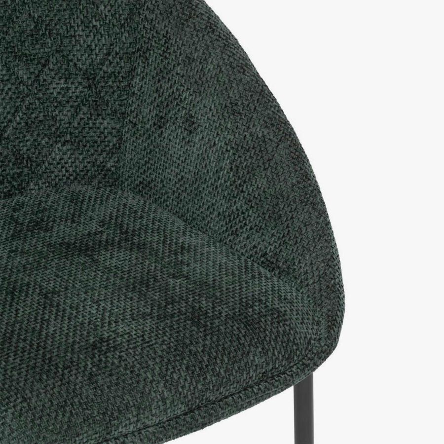 Silla de comedor verde de chenilla Ravel 