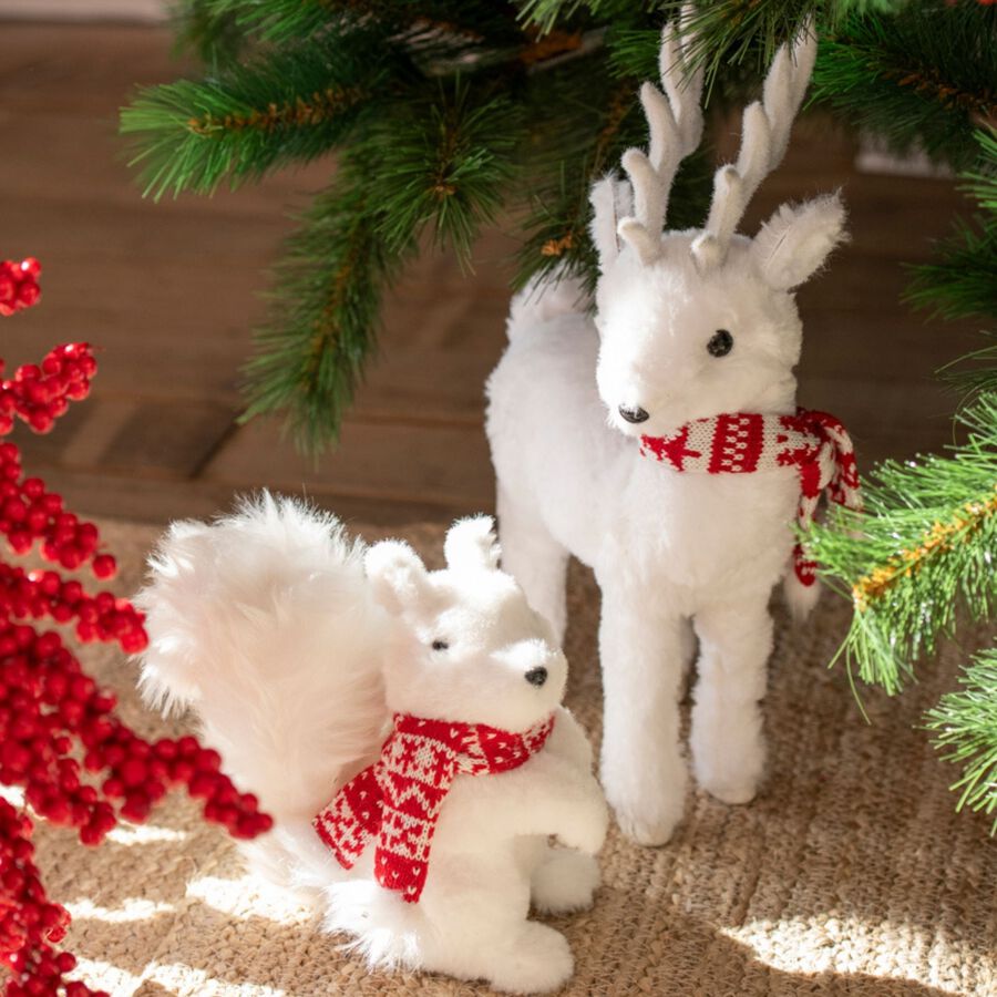 Figura decorativa ardilla con bufanda 20x10x16cm