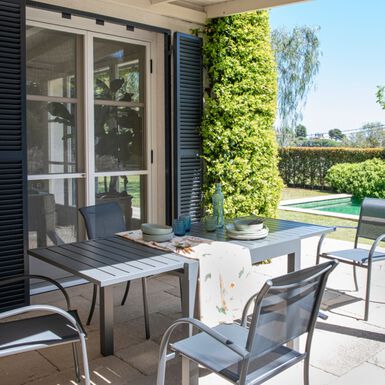 Mesa de jardín extensible de aluminio gris Nijar 90/180x90x76cm