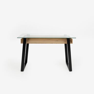 Escritorio de cristal y madera con base de metal Olav 120x60x75cm