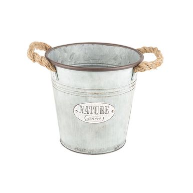 Cubo Zinc con asas de cuerda 22x21cm