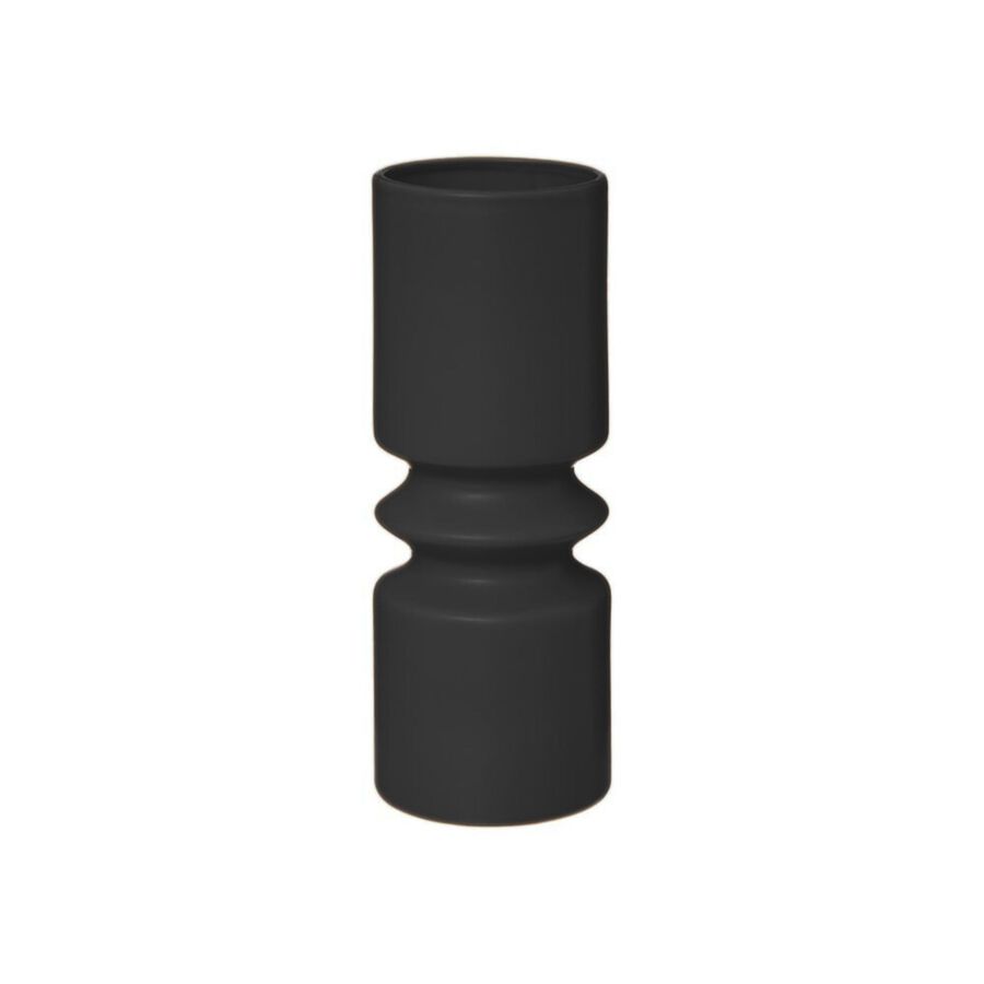 Jarrón de cerámica geométrico Ø11x30cm en varios colores