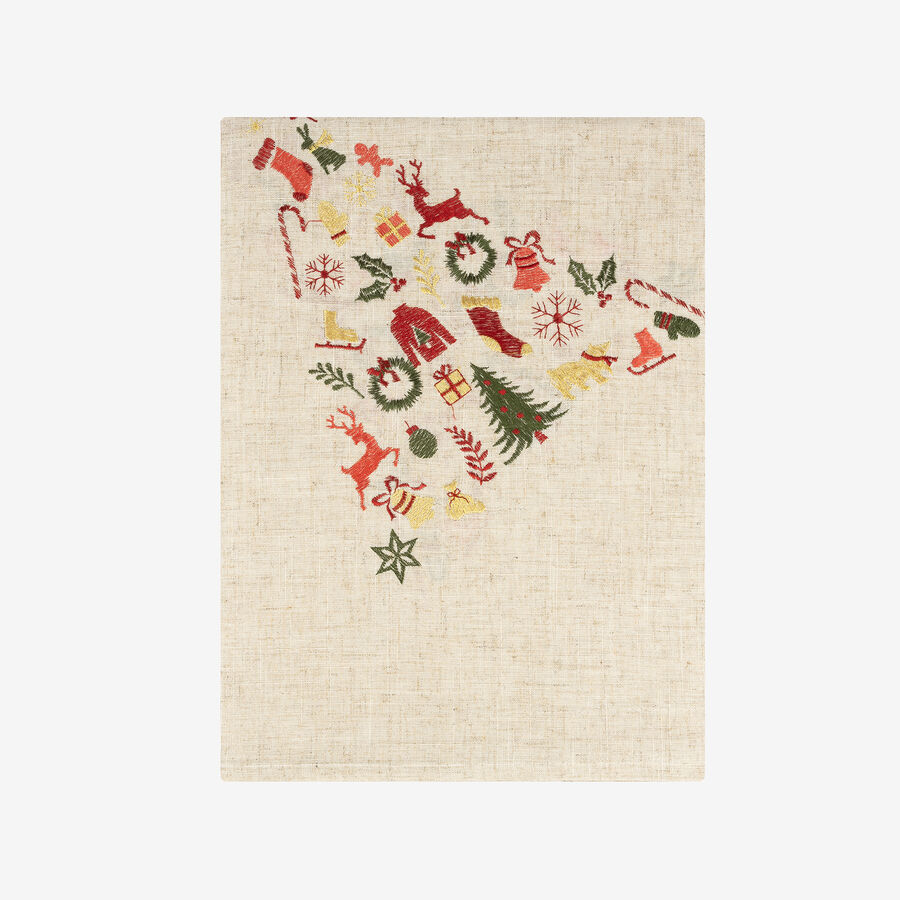 Mantel de lino con bordado Árbol 150x250cm