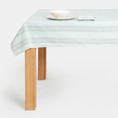 Mantel de algod&oacute;n reciclado rayas verde 140x200cm