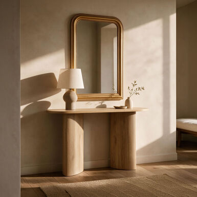 Espejo de pared dorado de madera Elia 103x74cm