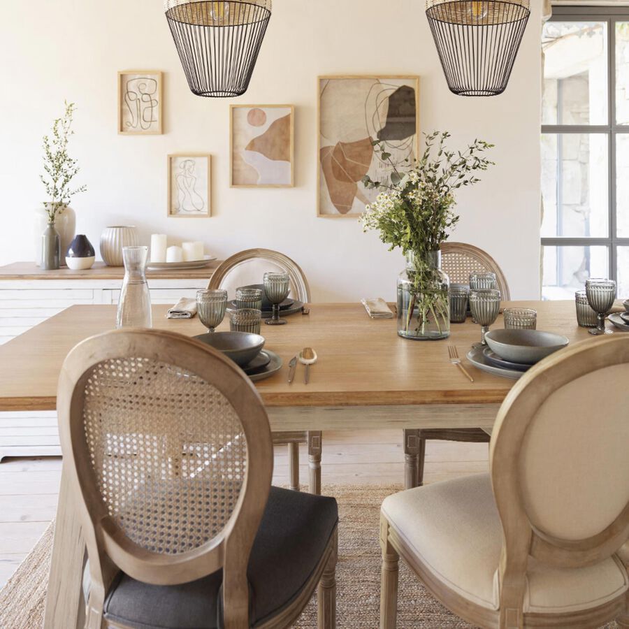 Silla de comedor blanca de lino Huno 
