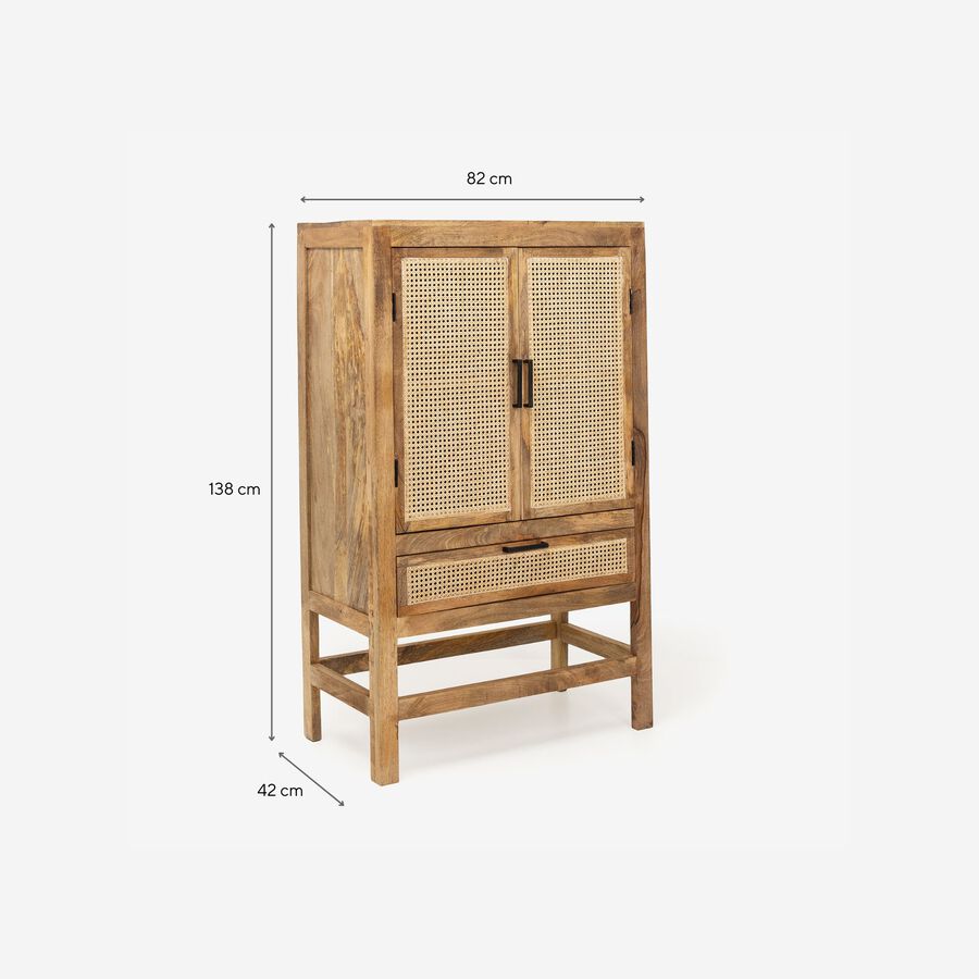 Armario de madera de mango Merlin 82x42x138cm Clau&Chloe