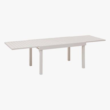 Mesa de comedor de jard&iacute;n extensible de aluminio crema Piazor 135x90x76cm
