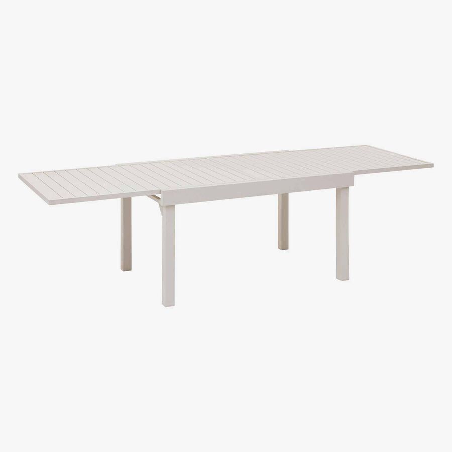Mesa de comedor de jard&iacute;n extensible de aluminio crema Piazor 135x90x76cm