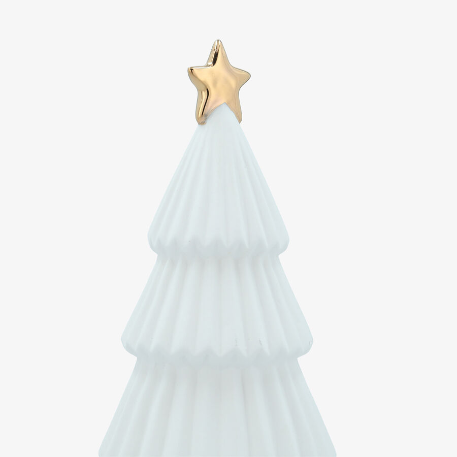 Figura decorativa de &aacute;rbol de Navidad de porcelana blanca con luz LED &Oslash;10x23cm