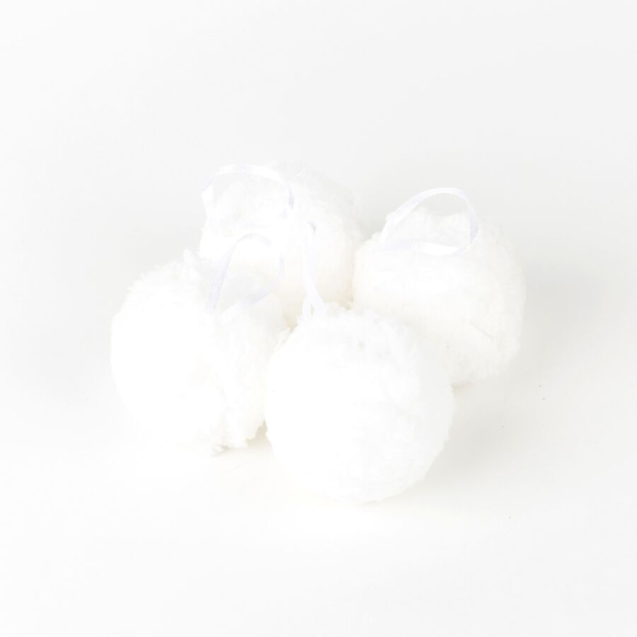 Set de 4 bolas decorativas de algod&oacute;n blancas &Oslash;6cm