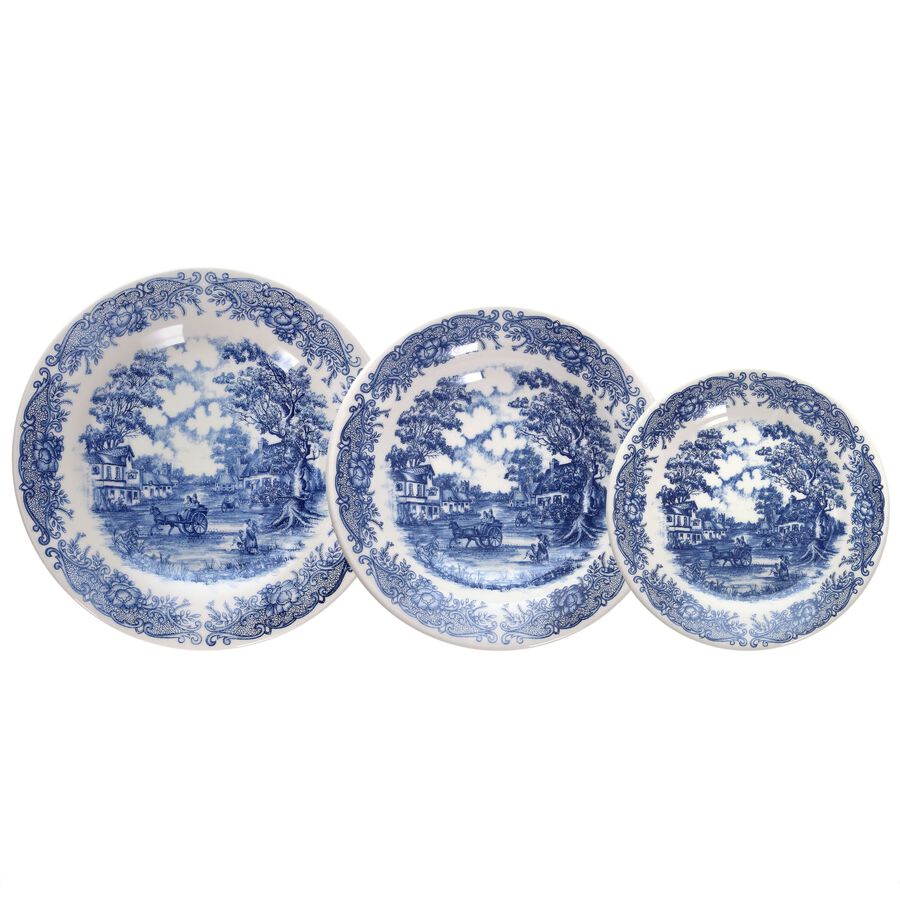Vajilla de porcelana 18 piezas de gres azul England