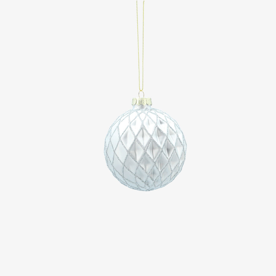 Bola de Navidad plateada de cristal &Oslash;8cm