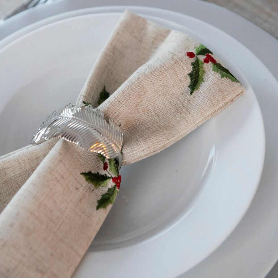 Servilleta de lino beige Acebo 45x45