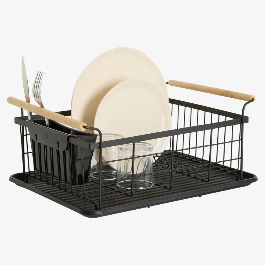 Escurreplatos 1 nivel Blackwood de metal negro 43,5x32,5x18,5cm