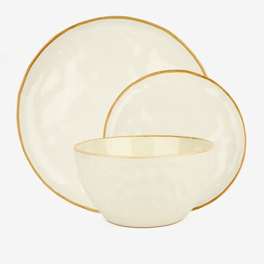 Vajilla de 12 piezas de cerámica marfil Albero