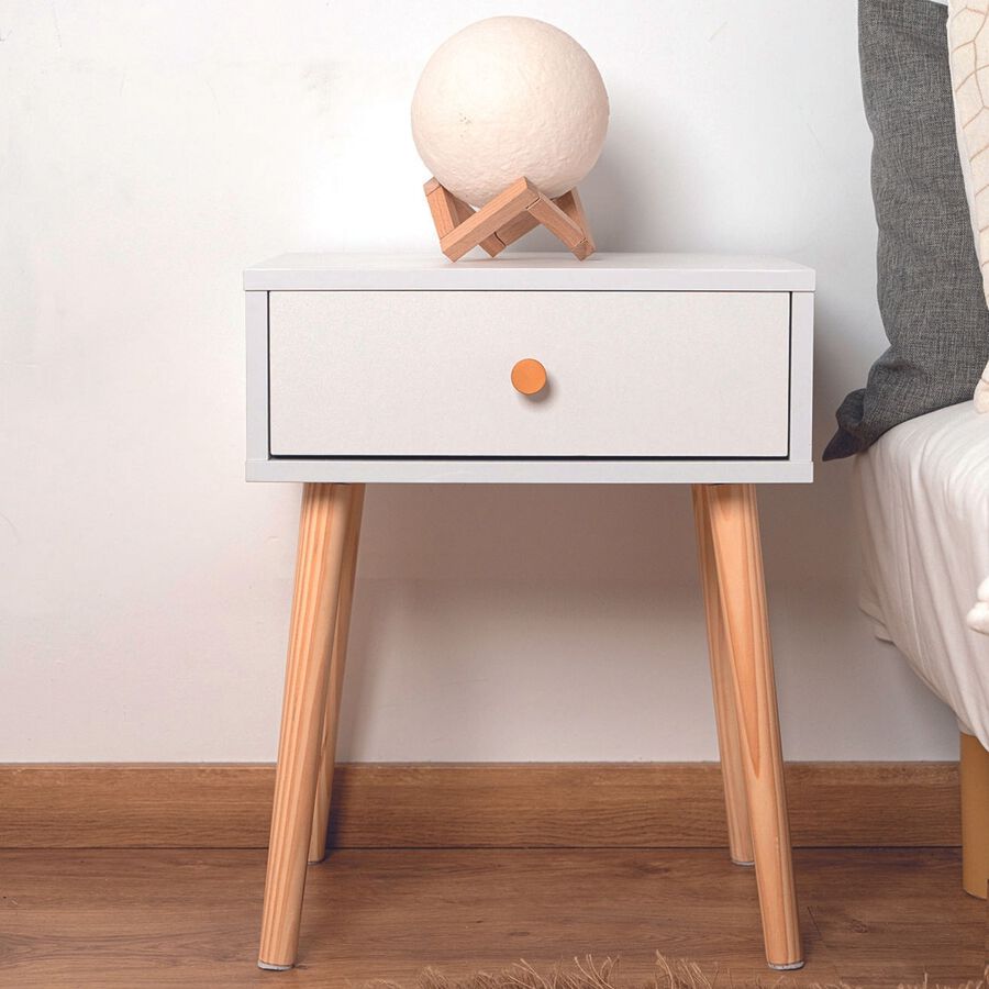 Mesita de noche de madera con 1 cajón Deva 40x30x50cm