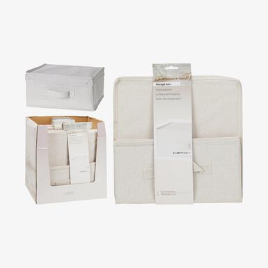 Caja de almacenaje con tapa de textil blanco Nube 31x28x15cm