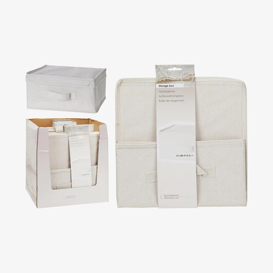 Caja de almacenaje con tapa de textil blanco Nube 31x28x15cm