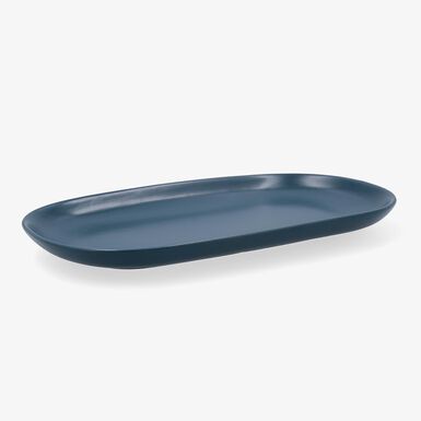 Fuente oval azul de cer&aacute;mica Azura 31x18cm