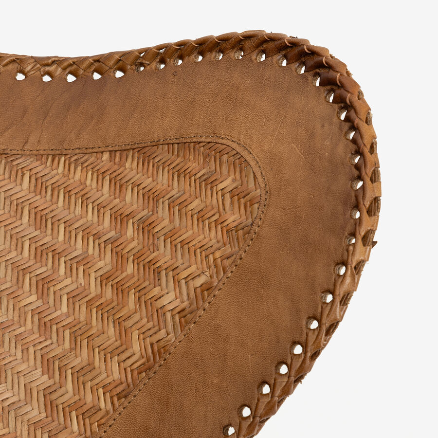 Silla mariposa de cuero y ratán marrón Katy 72x78x92cm