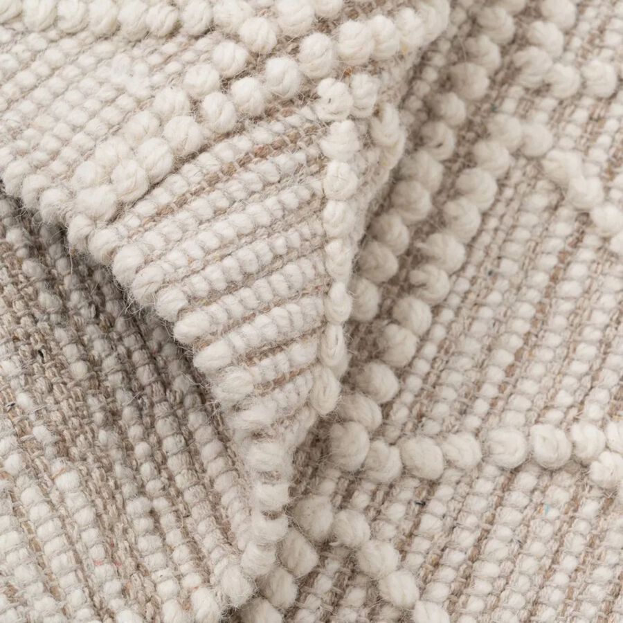 Alfombra crema de lana y algodón con relieve Boho 160x230cm