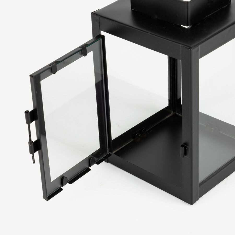 Farol negro de metal Grober 10x10x16cm