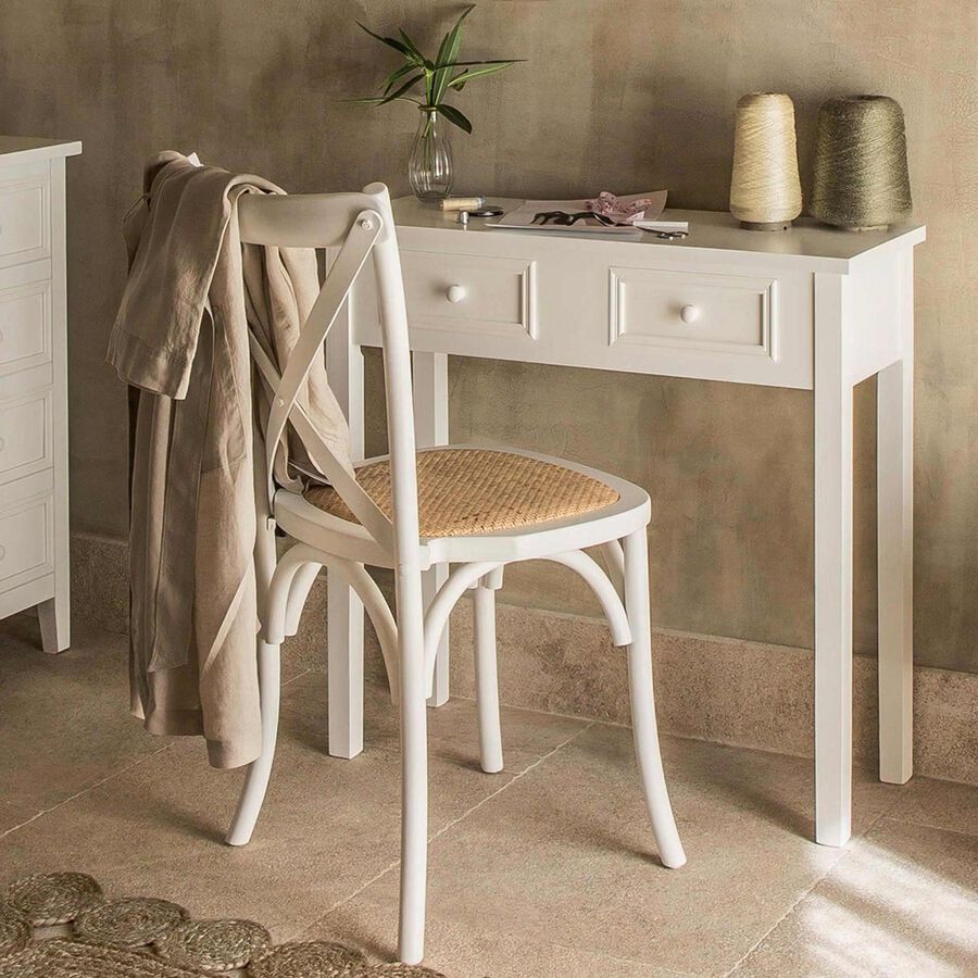 Silla de comedor blanca de haya Antique 48x52cm