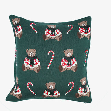 Funda de coj&iacute;n verde con ositos Teddy 45x45cm