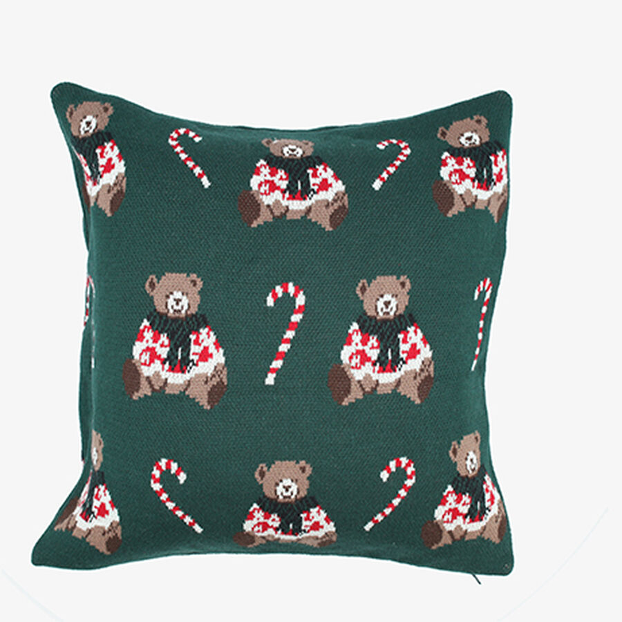 Funda de coj&iacute;n verde con ositos Teddy 45x45cm