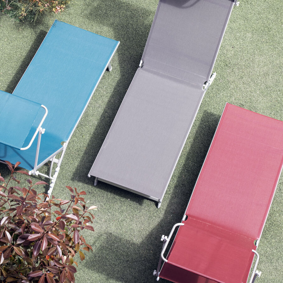 Tumbona con parasol burdeos Isiki 190x60x30cm