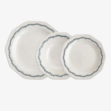 Vajilla 12 piezas blanca de porcelana Evergreen